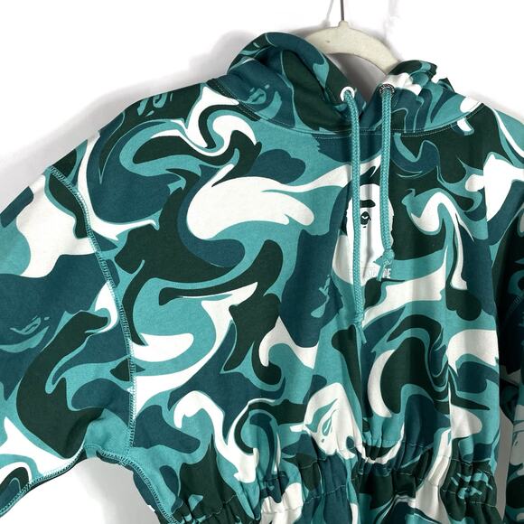 BAPE A Bathing Ape Marble Camo‎ Hoodie Shirred Waist Pullover Sz M Women’s - Picture 5 of 16